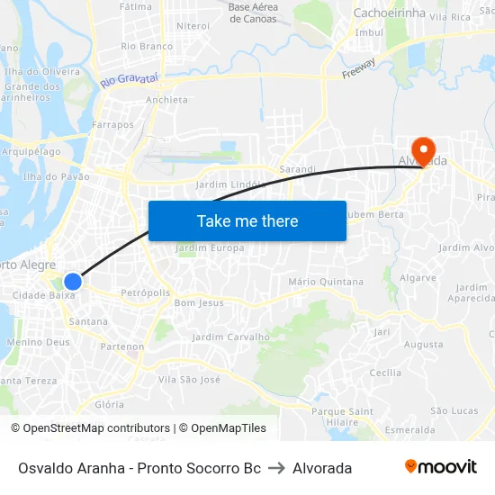 Osvaldo Aranha - Pronto Socorro Bc to Alvorada map