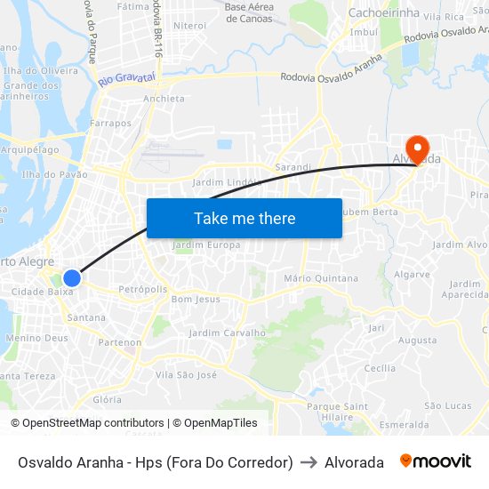 Osvaldo Aranha - Hps (Fora Do Corredor) to Alvorada map