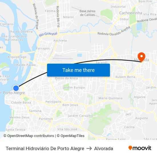 Terminal Hidroviário De Porto Alegre to Alvorada map