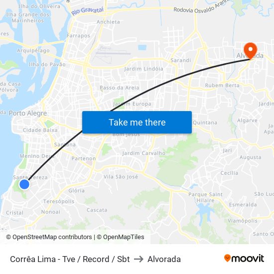 Corrêa Lima - Tve / Record / Sbt to Alvorada map