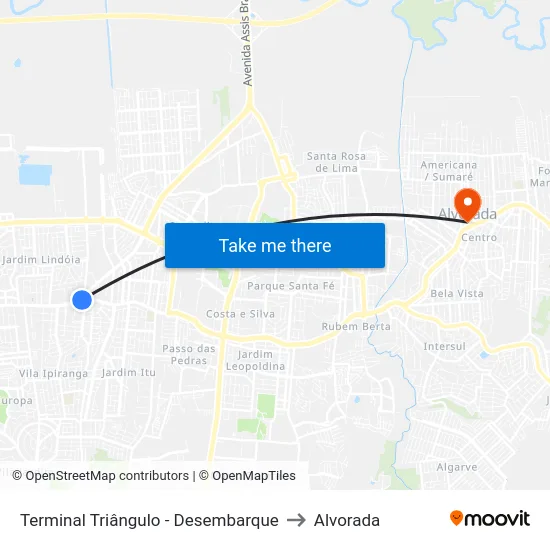 Terminal Triângulo - Desembarque to Alvorada map