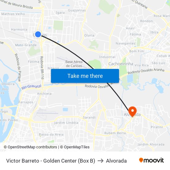 Victor Barreto - Golden Center (Box B) to Alvorada map