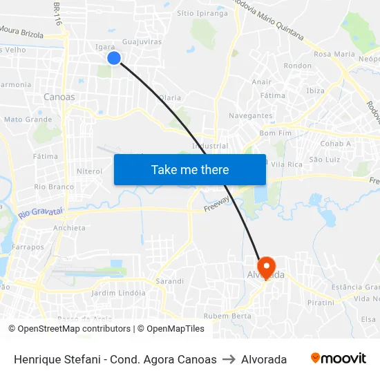 Henrique Stefani - Cond. Agora Canoas to Alvorada map