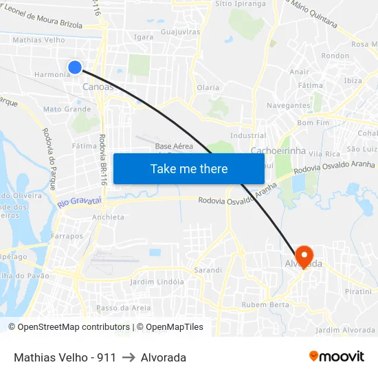 Mathias Velho - 911 to Alvorada map
