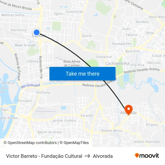 Victor Barreto - Fundação Cultural to Alvorada map