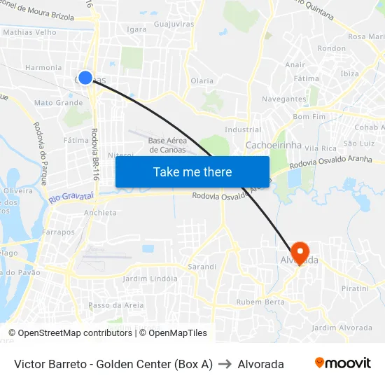 Victor Barreto - Golden Center (Box A) to Alvorada map