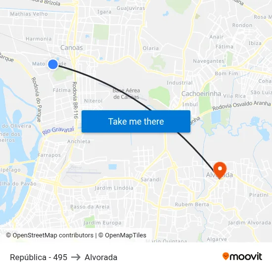 República - 495 to Alvorada map