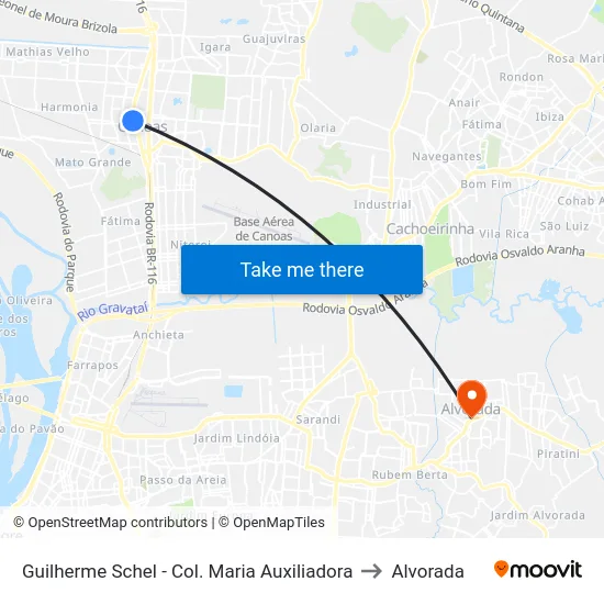 Guilherme Schel - Col. Maria Auxiliadora to Alvorada map