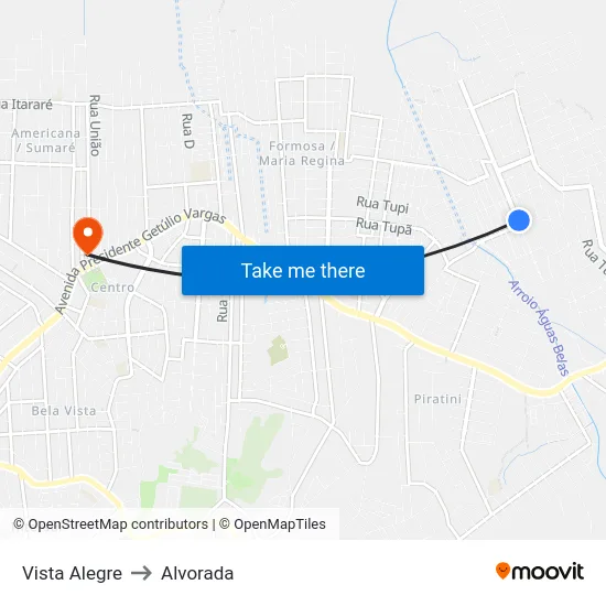Vista Alegre to Alvorada map