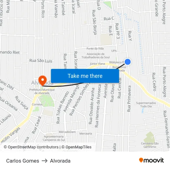 Carlos Gomes to Alvorada map