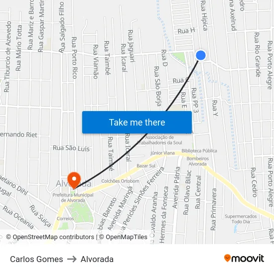 Carlos Gomes to Alvorada map