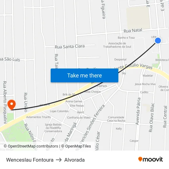 Wenceslau Fontoura to Alvorada map
