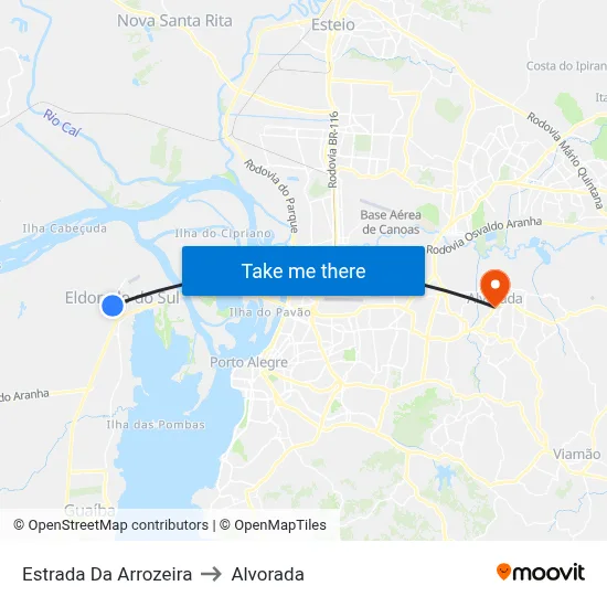 Estrada Da Arrozeira to Alvorada map