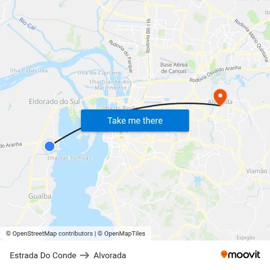 Estrada Do Conde to Alvorada map