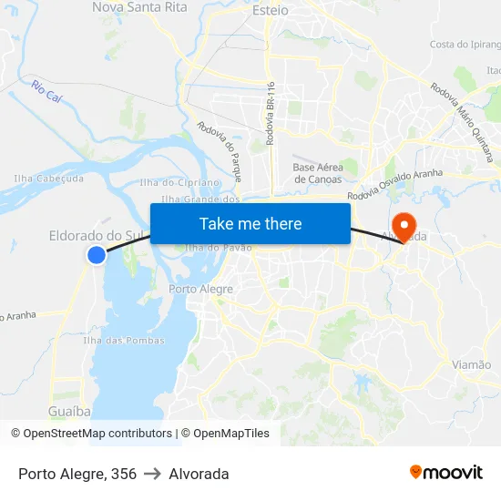 Porto Alegre, 356 to Alvorada map