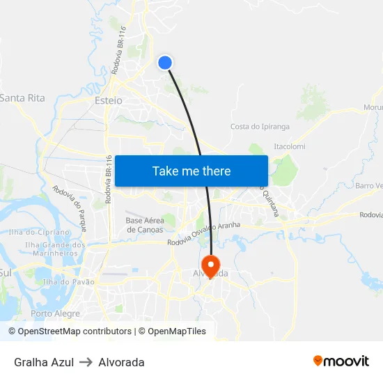 Gralha Azul to Alvorada map