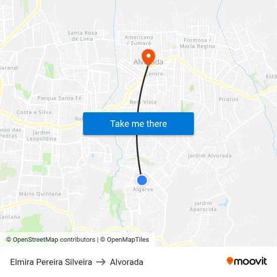 Elmira Pereira Silveira to Alvorada map