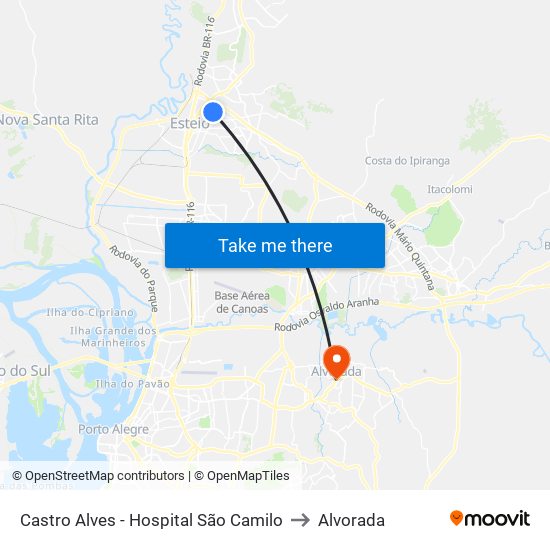 Castro Alves - Hospital São Camilo to Alvorada map
