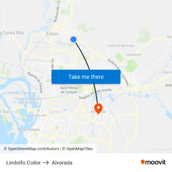 Lindolfo Collor to Alvorada map