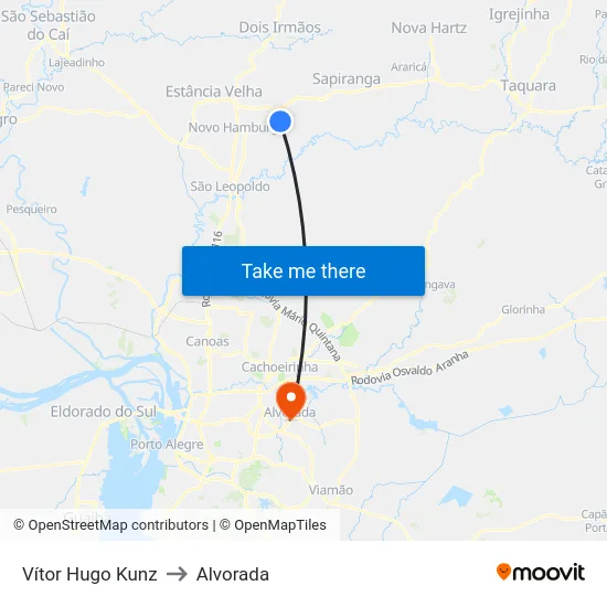 Vítor Hugo Kunz to Alvorada map