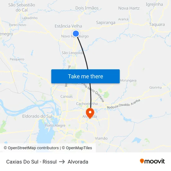 Caxias Do Sul - Rissul to Alvorada map