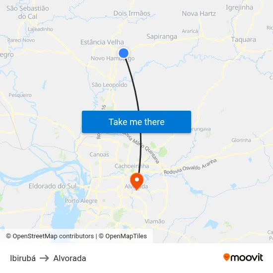 Ibirubá to Alvorada map