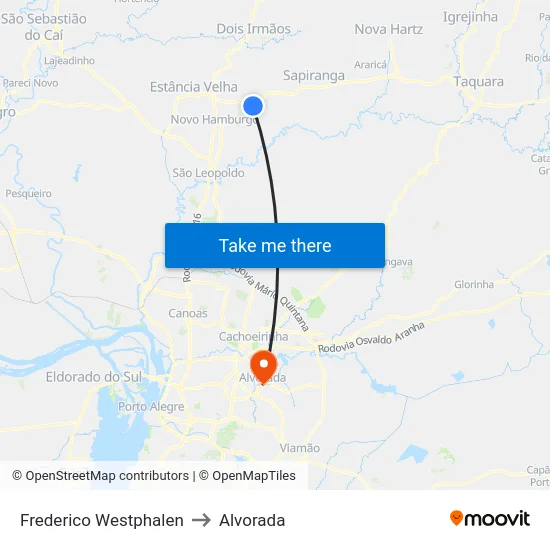 Frederico Westphalen to Alvorada map