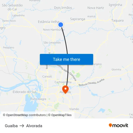 Guaíba to Alvorada map