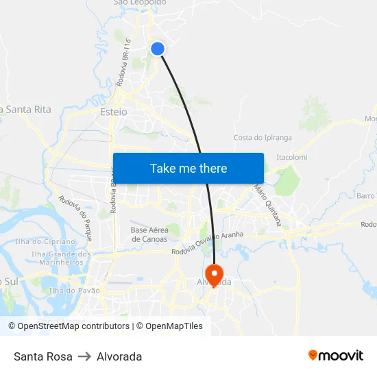 Santa Rosa to Alvorada map