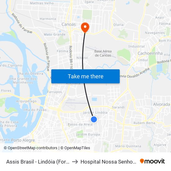 Assis Brasil - Lindóia (Fora Do Corredor) to Hospital Nossa Senhora Das Graças map