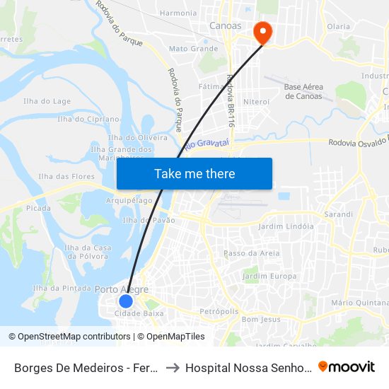 Borges De Medeiros - Fernando Machado to Hospital Nossa Senhora Das Graças map