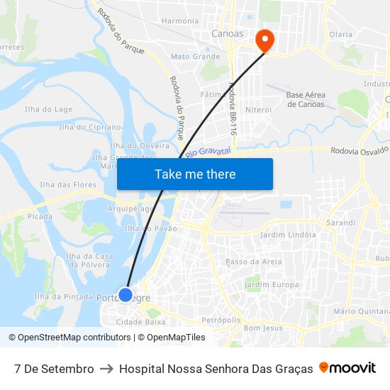 7 De Setembro to Hospital Nossa Senhora Das Graças map