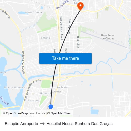 Estação Aeroporto to Hospital Nossa Senhora Das Graças map