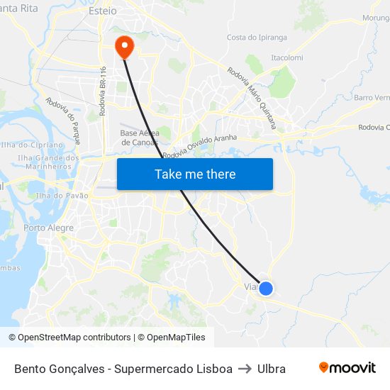 Bento Gonçalves - Supermercado Lisboa to Ulbra map
