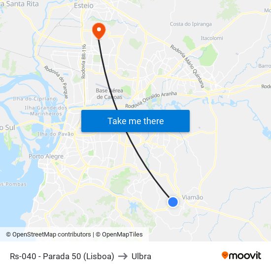 Rs-040 - Parada 50 (Lisboa) to Ulbra map