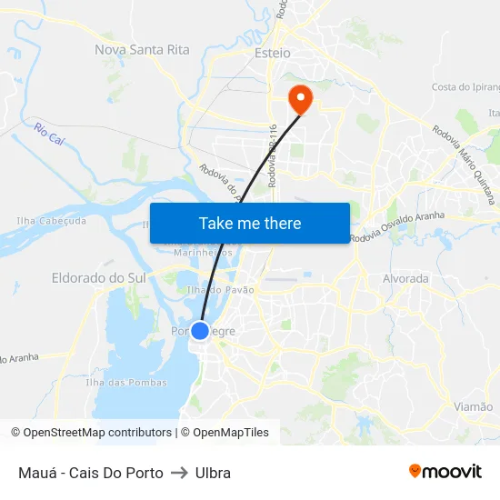 Mauá - Cais Do Porto to Ulbra map
