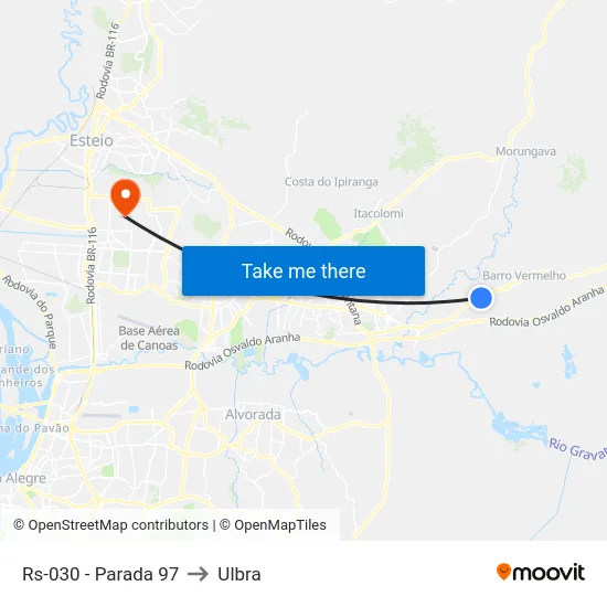 Rs-030 - Parada 97 to Ulbra map