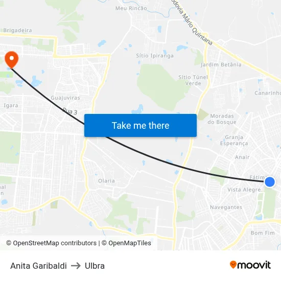 Anita Garibaldi to Ulbra map