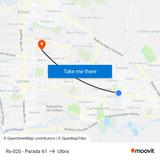 Rs-020 - Parada 61 to Ulbra map