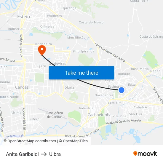 Anita Garibaldi to Ulbra map