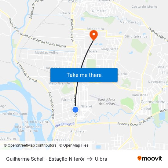 Guilherme Schell - Estação Niterói to Ulbra map