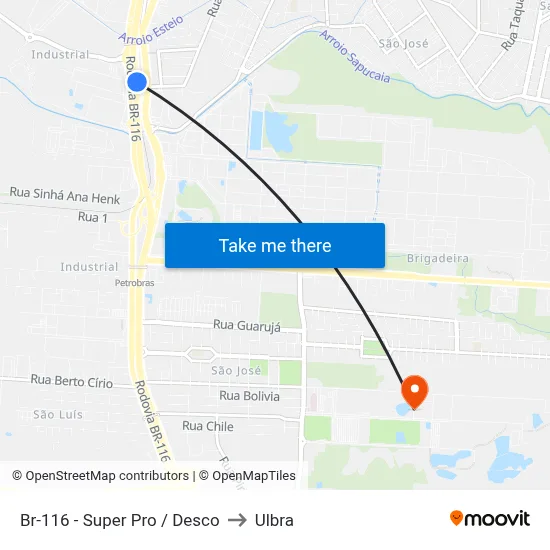 Br-116 - Super Pro / Desco to Ulbra map