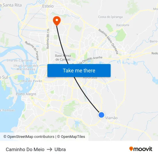 Caminho Do Meio to Ulbra map