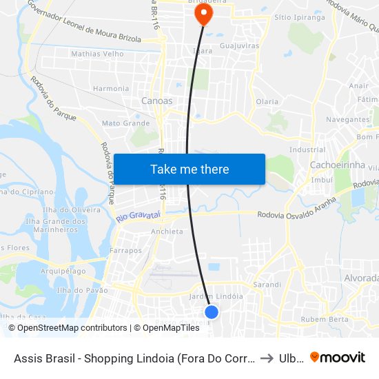 Assis Brasil - Shopping Lindoia (Fora Do Corredor) to Ulbra map