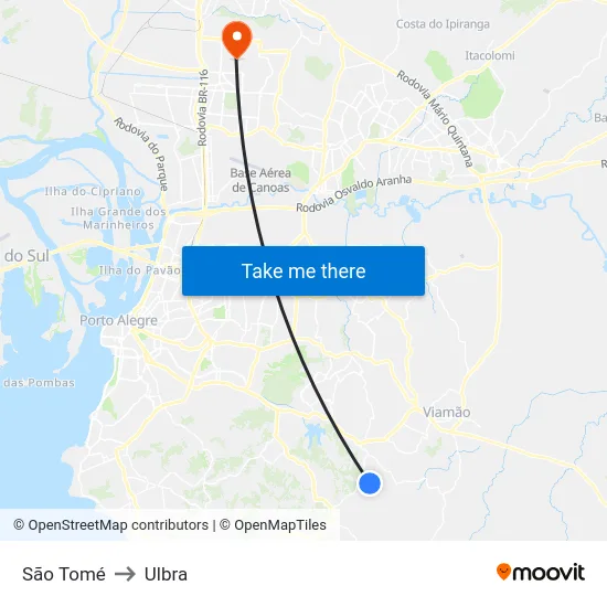 São Tomé to Ulbra map