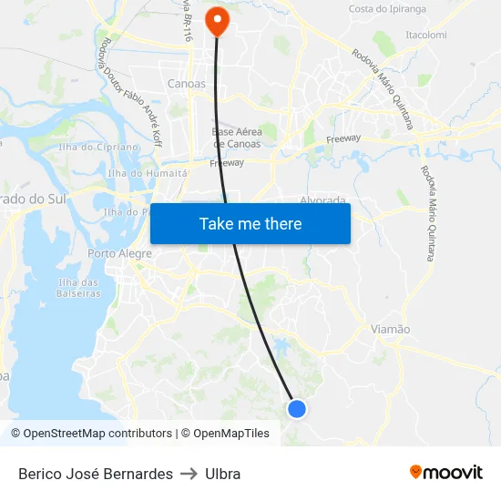Berico José Bernardes to Ulbra map