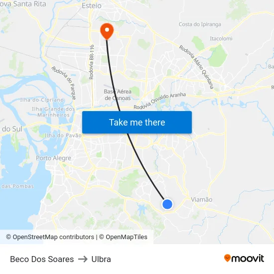 Beco Dos Soares to Ulbra map