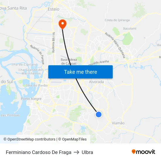 Ferminiano Cardoso De Fraga to Ulbra map