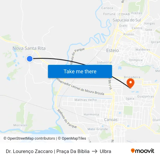 Dr. Lourenço Zaccaro | Praça Da Bíblia to Ulbra map