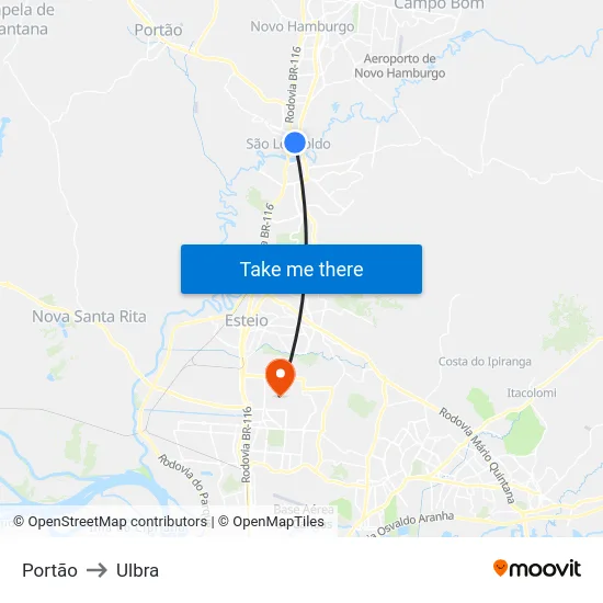 Portão to Ulbra map